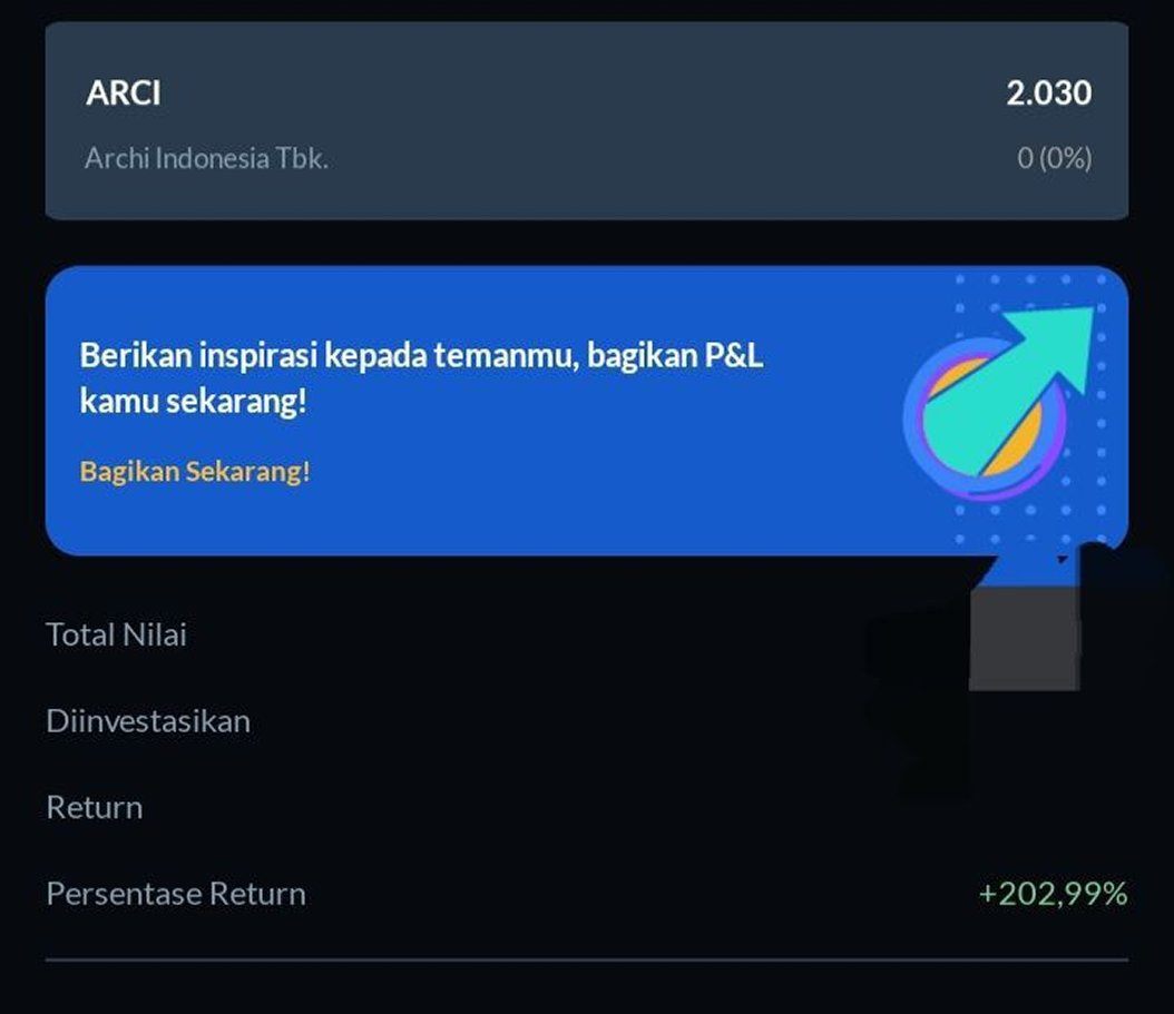 Screenshot ARCI naik 202 persen