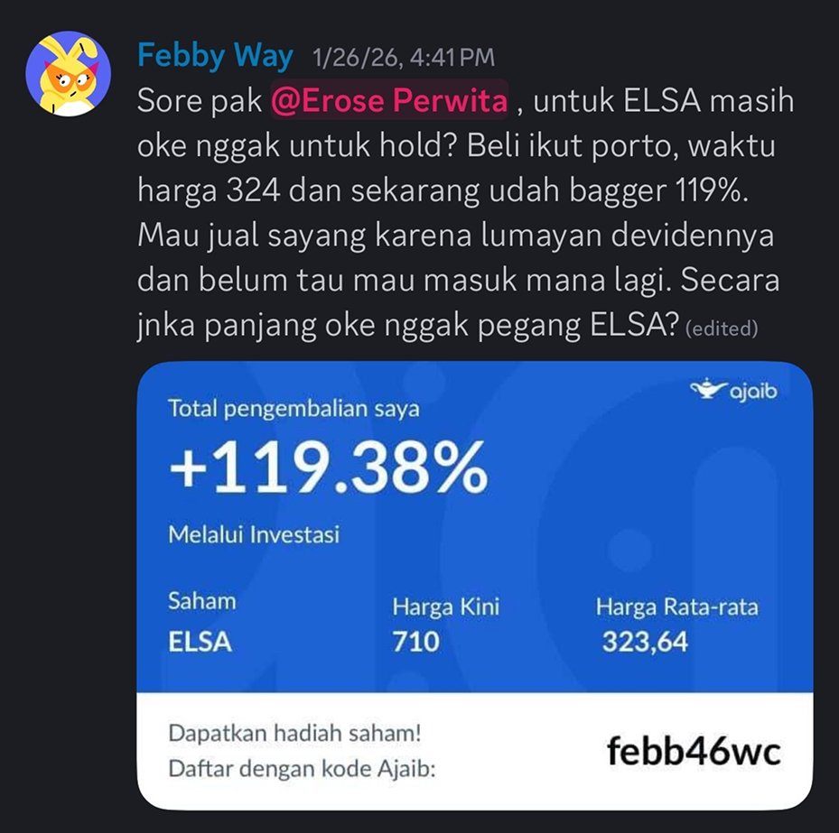 Screenshot ELSA naik 119 persen