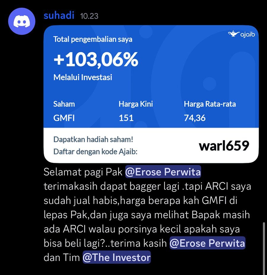 Screenshot GMFI naik 103 persen