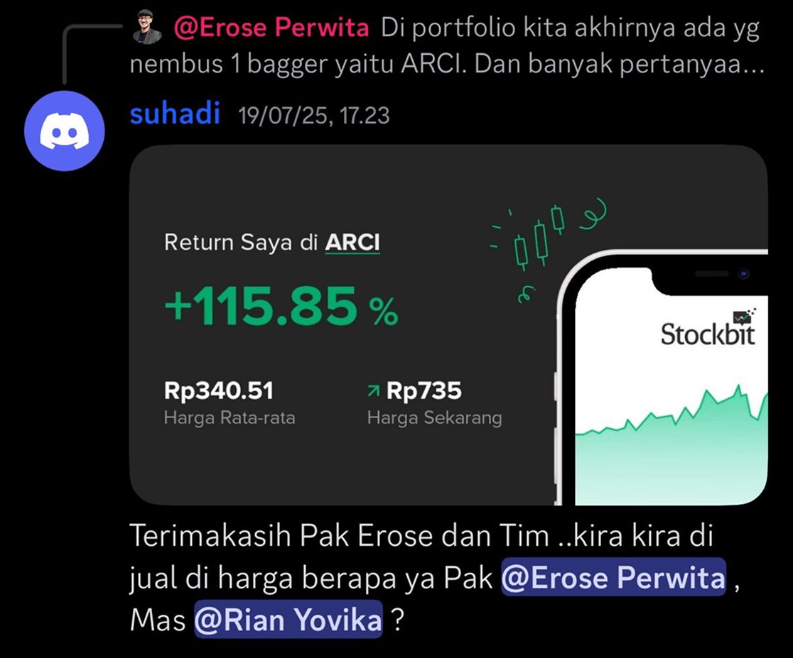 Screenshot testimoni ARCI dari carousel thank-you