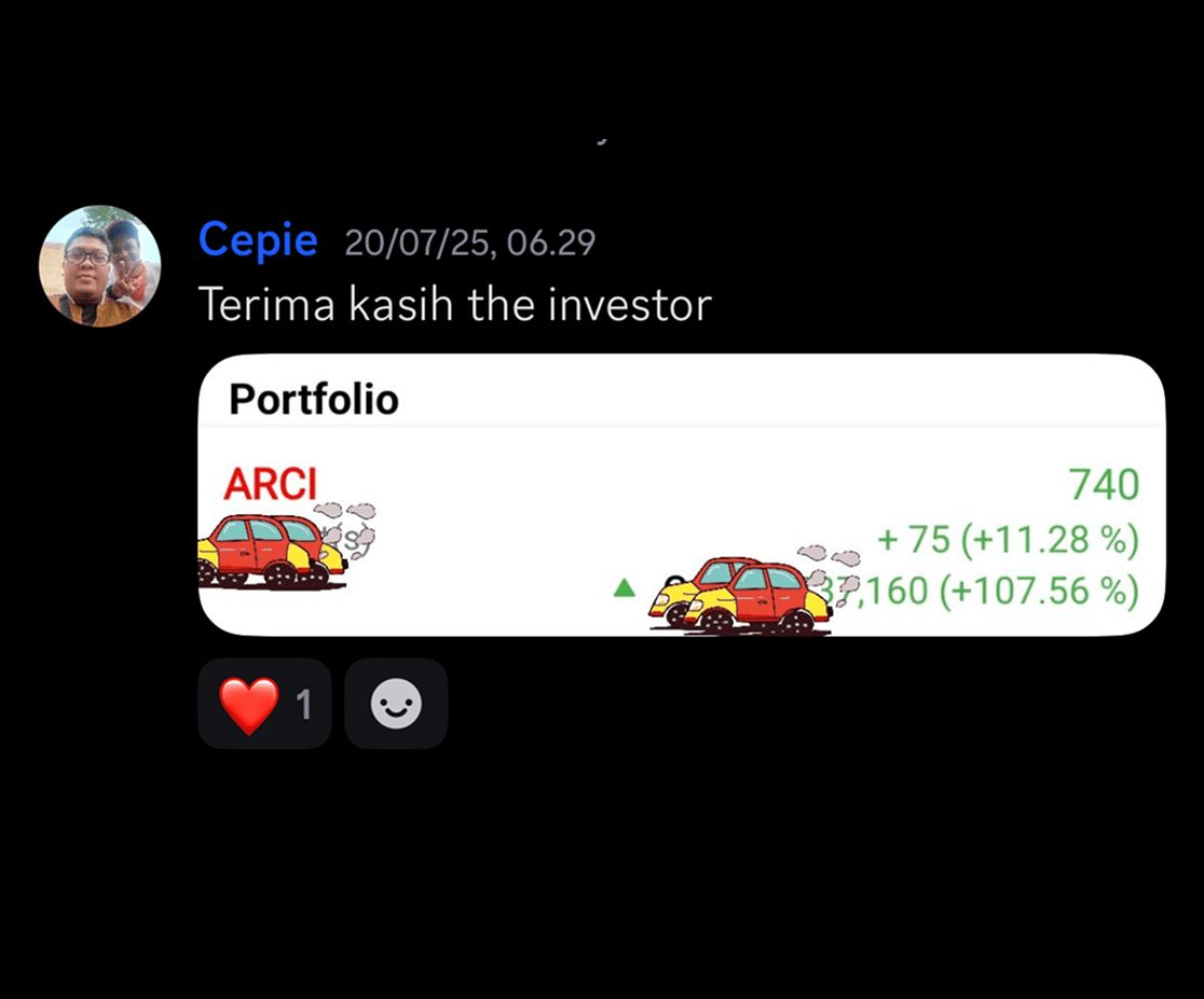 Screenshot testimoni ARCI dari carousel thank-you