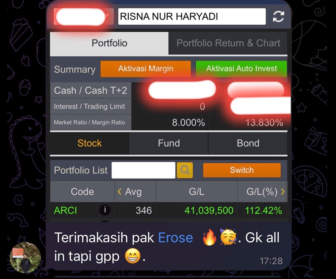 Screenshot testimoni ARCI dari carousel thank-you