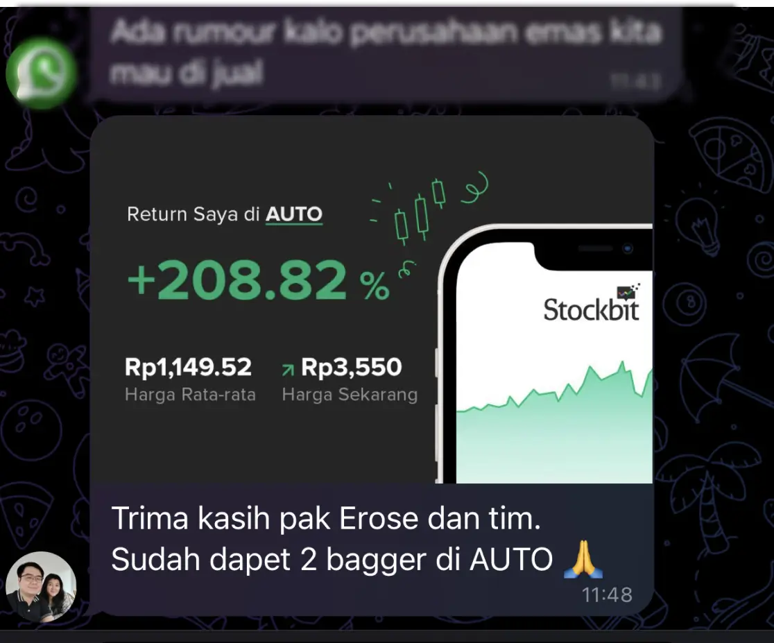 Screenshot testimoni lama dari carousel thank-you