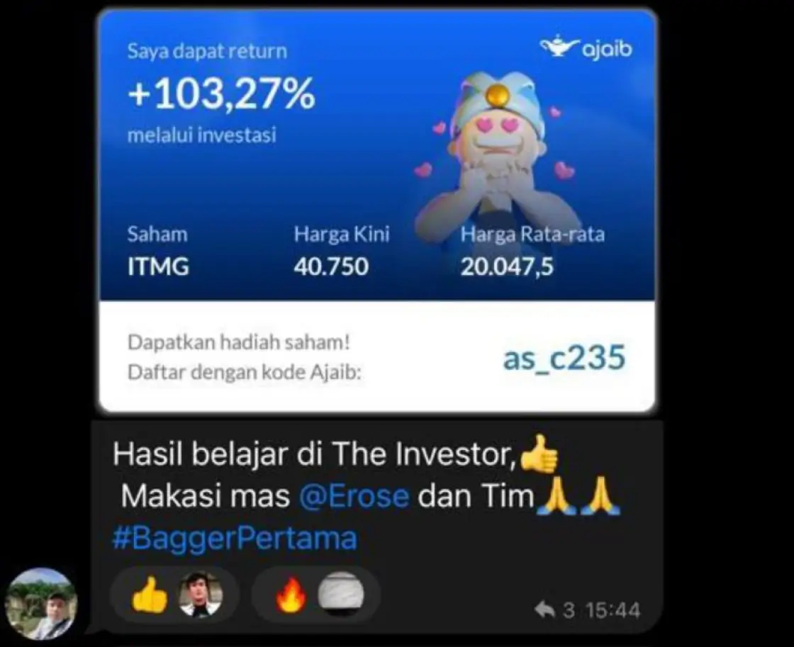 Screenshot testimoni lama dari carousel thank-you