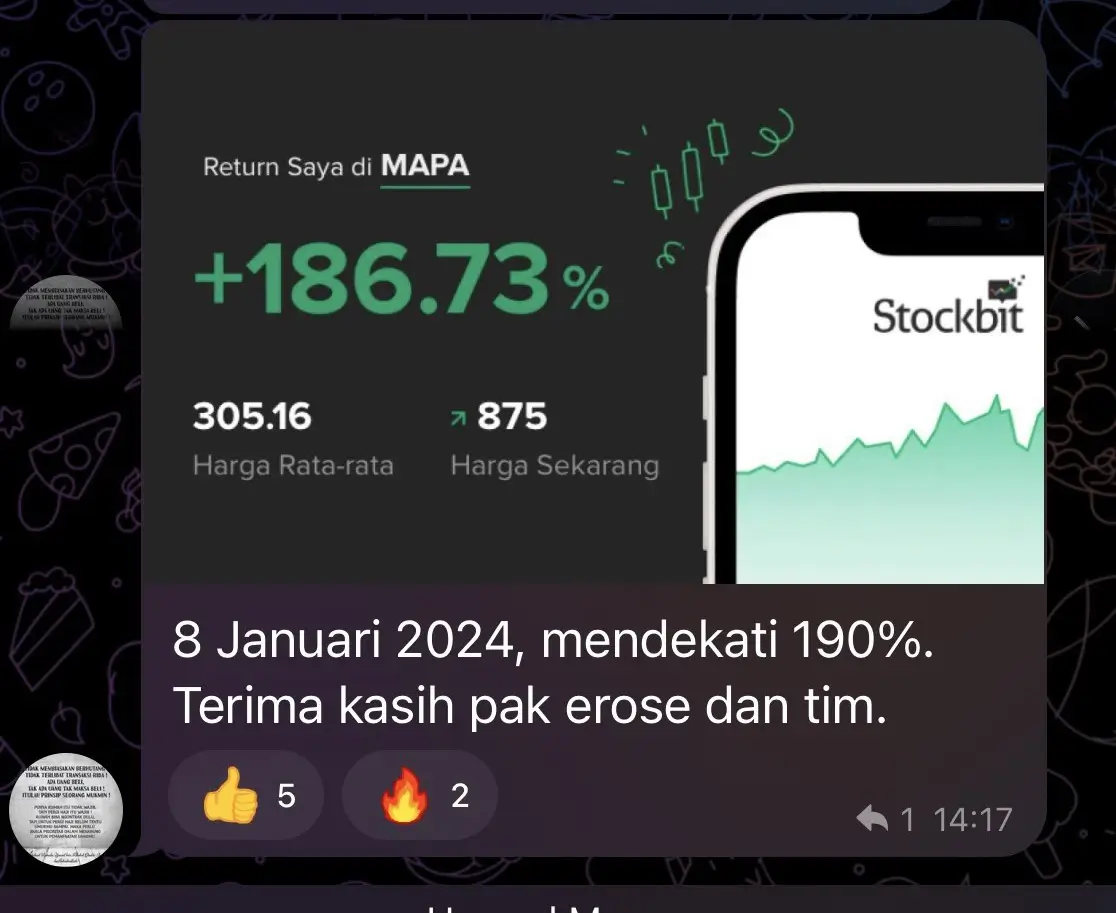 Screenshot testimoni lama dari carousel thank-you
